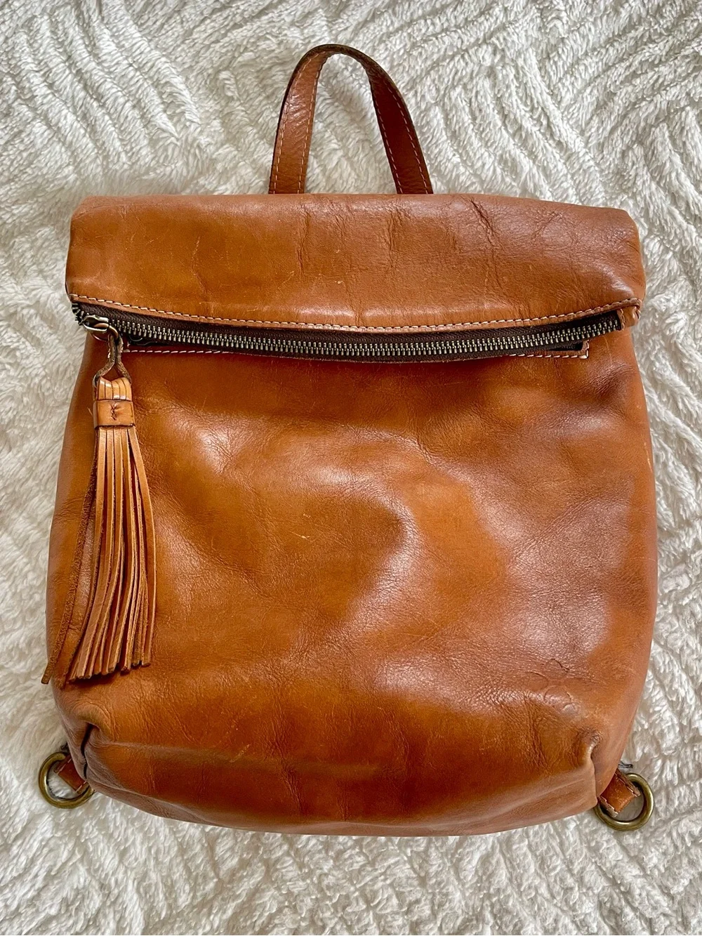 Patricia Nash Luzille Backpack Leather Tan Color Fair Condition